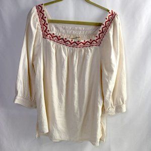 Universal Thread Peasant Blouse Red Embroidery